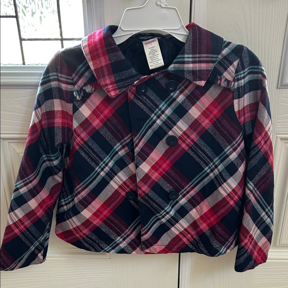 Gymboree Plaid Pea Coat - Red, Pink, Black